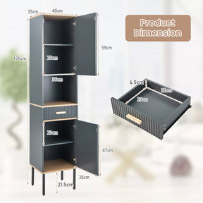 Tall Slim Bathroom Cabinet Freestanding Storage Cabinet Narrow Linen Tower