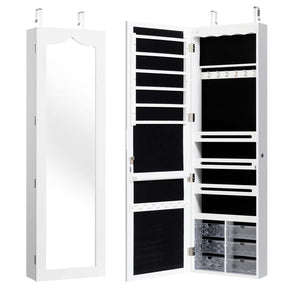 Jewelry Cabinet Armoire Full Length Mirror Wall/Door Mounted Storage Cabinet