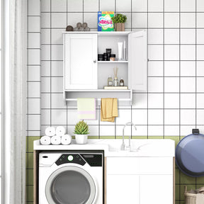 Bathroom Wall Cabinet Over The Toilet Medicine Cabinet w/ 2 Doors Towel Bar