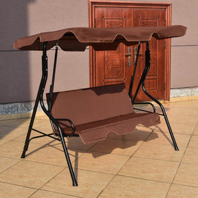 3 Seat Outdoor Patio Swing Chair Canopy Swing with Cushion and Steel Frame