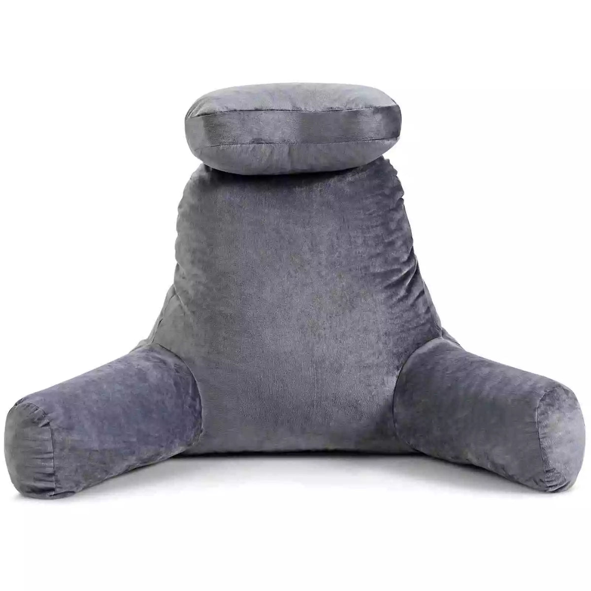 Detachable Big Bed Rest/Reading Pillow w/ Support Arms Plush & Memory Foam Fill