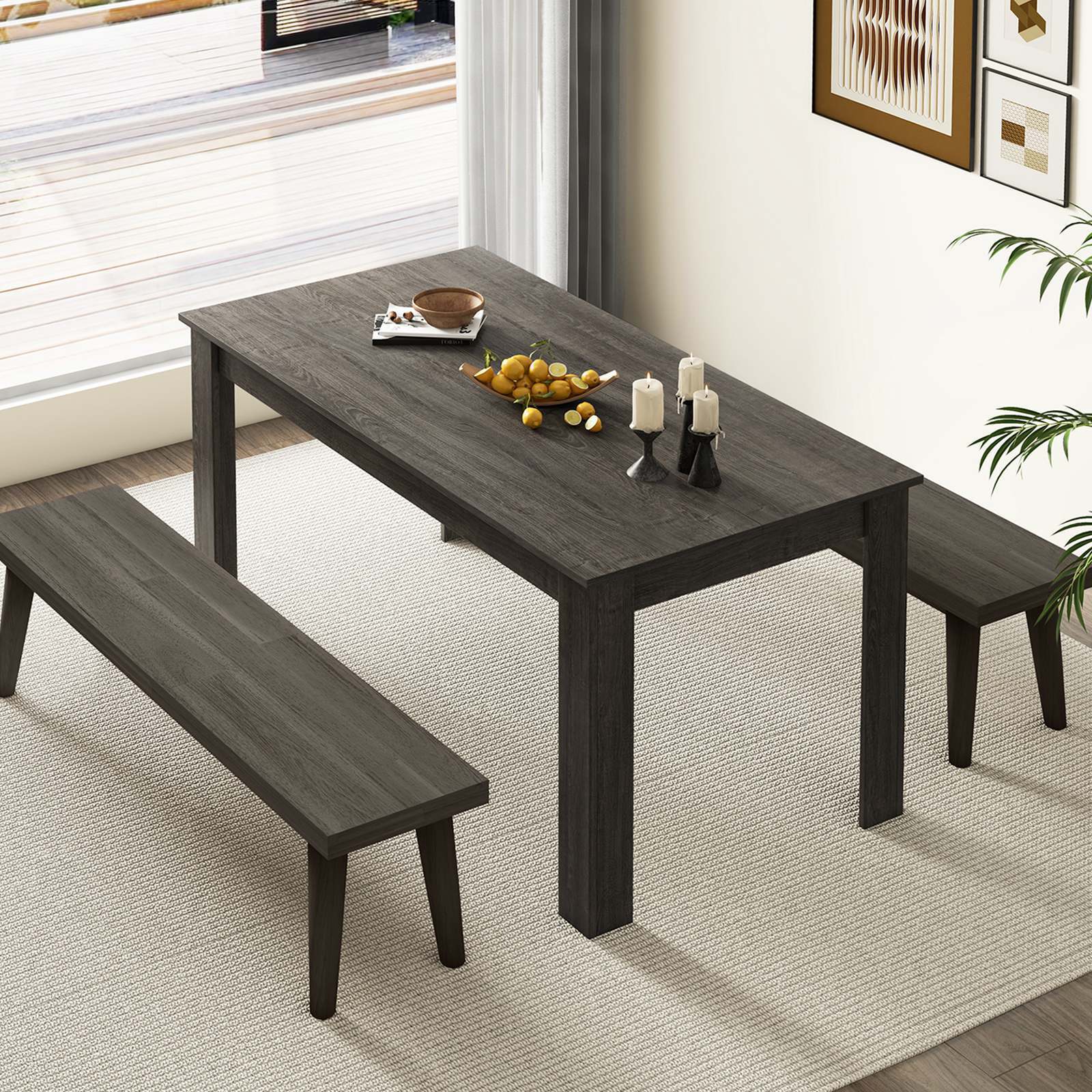 Giantex 160 CM Rectangular Dining Table with Sturdy Legs