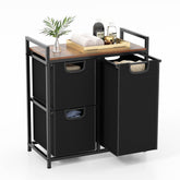 Laundry Hamper Basket Organizer w/ 3 Pull-out Removable Bags Countertop Bathroom