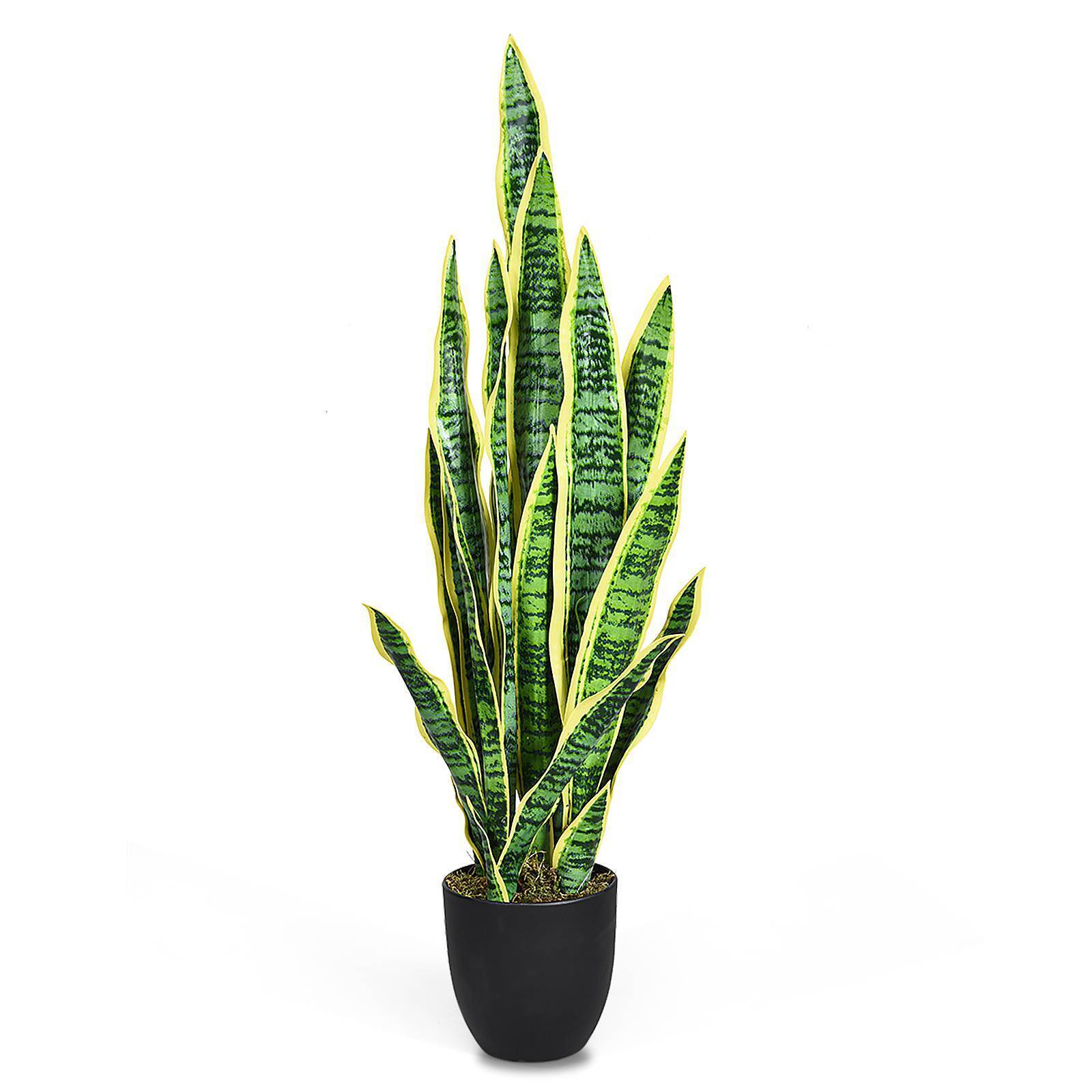 90CM Artificial Snake Plant Fake Sansevieria Faux Agave Plant w/ Pot 20 Leaves