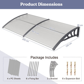 199 x 99 cm Window Awning Door Canopy Exterior