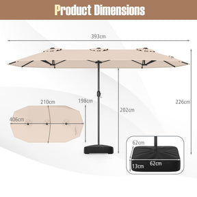 4 M Double-sided Patio Umbrella, Extra Large Twin Table Umbrella w/Crank Handle