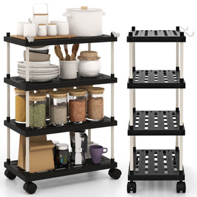 4-Tier Slim Storage Cart with Lockable Wheels for Narrow Space