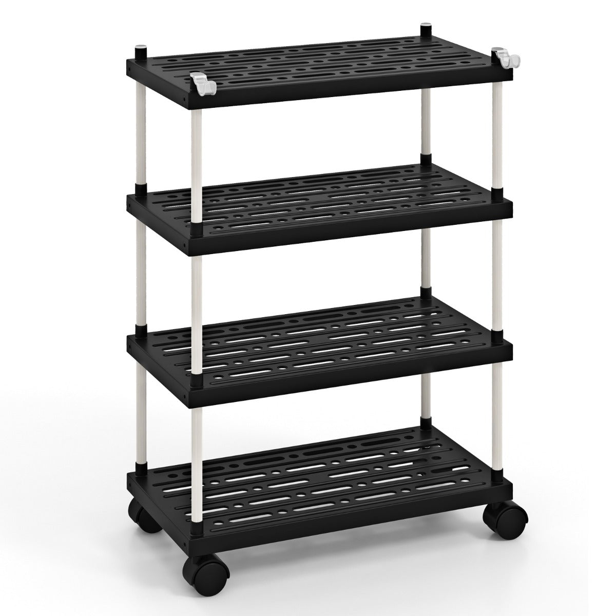 4-Tier Slim Storage Cart with Lockable Wheels for Narrow Space