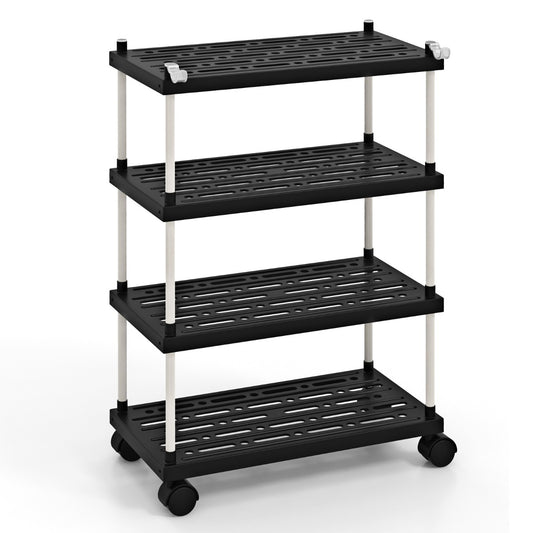 4-Tier Slim Storage Cart with Lockable Wheels for Narrow Space