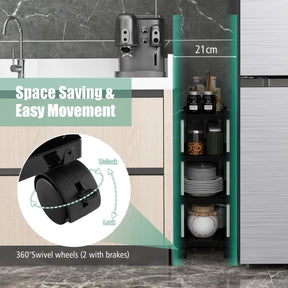 4-Tier Slim Storage Cart with Lockable Wheels for Narrow Space