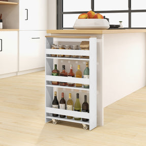 Slim Rolling Storage Cart for Kitchen Bathroom Laundry Small Places-Brown