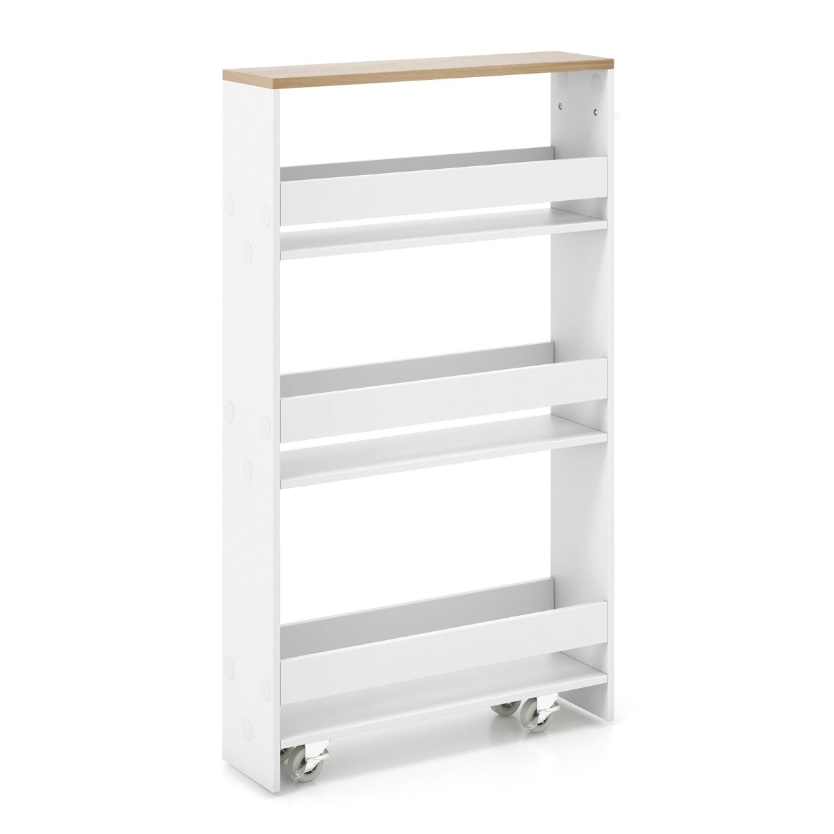 Slim Rolling Storage Cart for Kitchen Bathroom Laundry Small Places-Brown