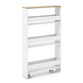 Slim Rolling Storage Cart for Kitchen Bathroom Laundry Small Places-Brown