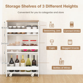 Slim Rolling Storage Cart for Kitchen Bathroom Laundry Small Places-Brown