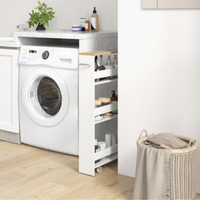 Slim Rolling Storage Cart for Kitchen Bathroom Laundry Small Places-Brown