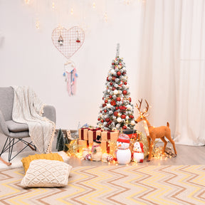 135cm Artificial Pencil Unlit Snow Flocked Hinged Pine Christmas Tree