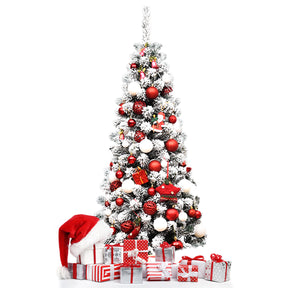 135cm Artificial Pencil Unlit Snow Flocked Hinged Pine Christmas Tree