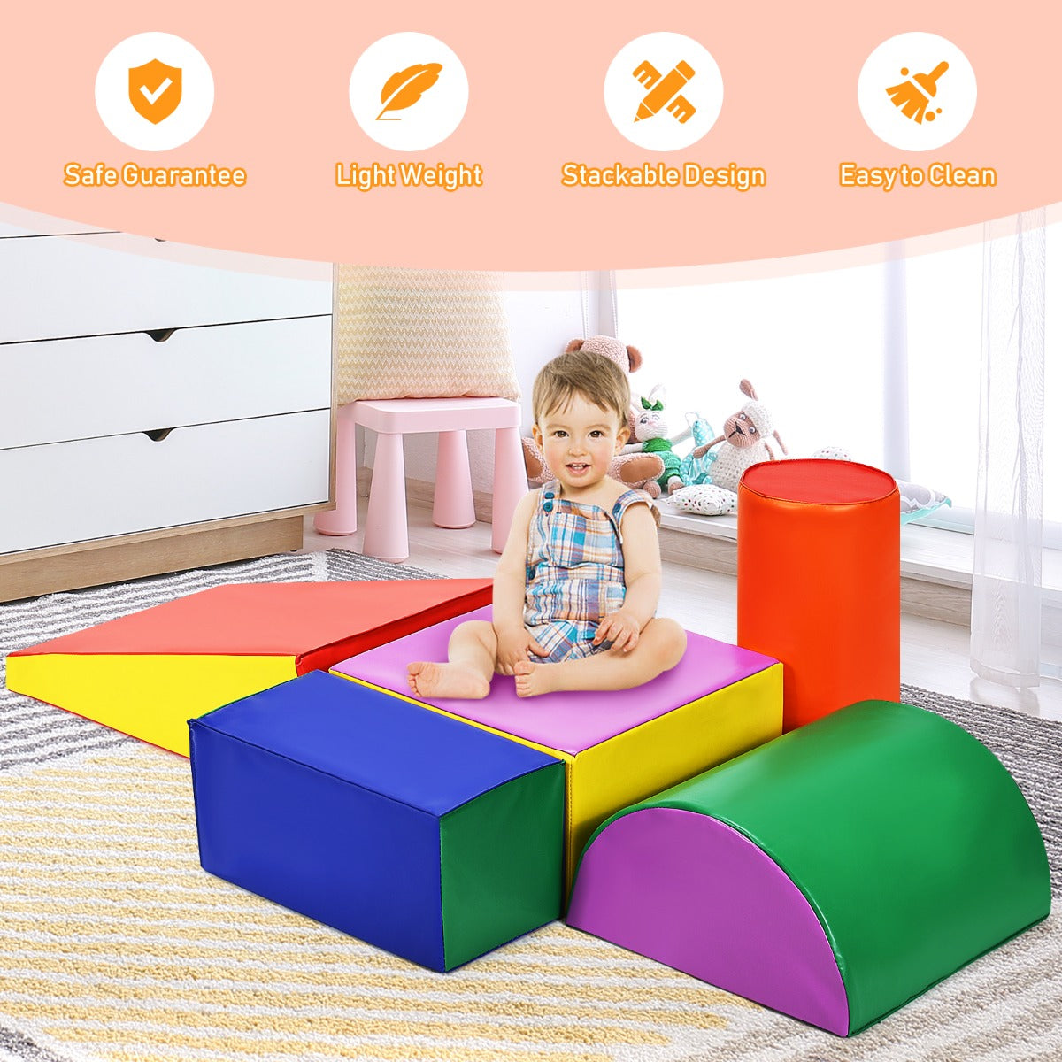 Kid Crawl Climb Foam Shapes Playset for Toddler