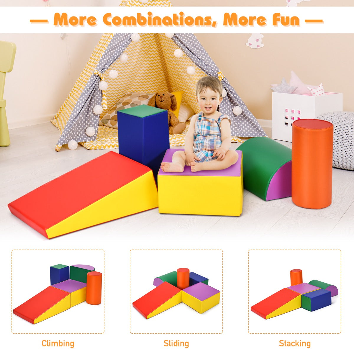 Kid Crawl Climb Foam Shapes Playset for Toddler