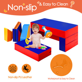 4-In-1 Multi-functional Combination Sofa Set with Durable PU Surface for Kids