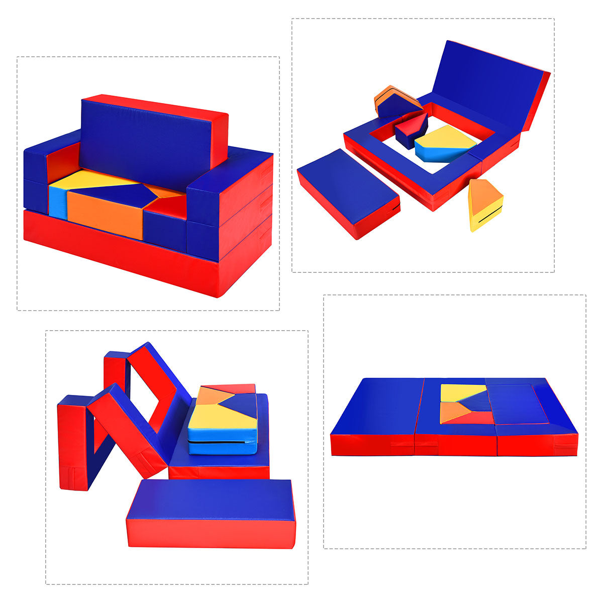 4-In-1 Multi-functional Combination Sofa Set with Durable PU Surface for Kids