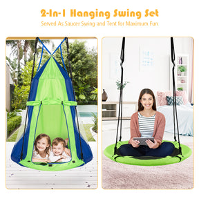 2 in 1 Tree Tent Swing Set with Adjustable Hanging Ropes