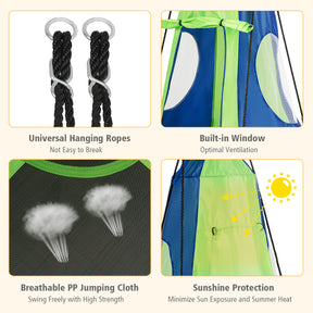 2 in 1 Tree Tent Swing Set with Adjustable Hanging Ropes