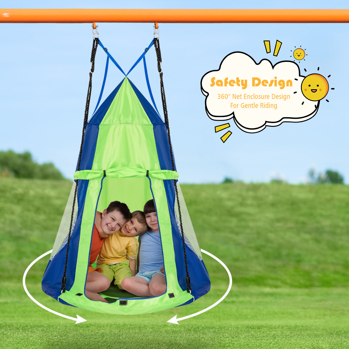 2 in 1 Tree Tent Swing Set with Adjustable Hanging Ropes