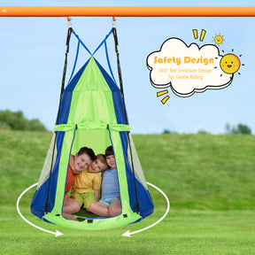 2 in 1 Tree Tent Swing Set with Adjustable Hanging Ropes
