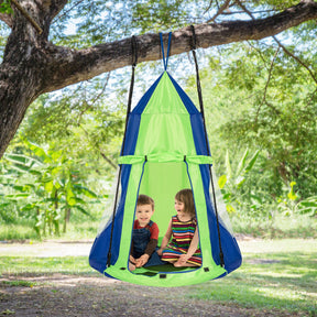 2 in 1 Tree Tent Swing Set with Adjustable Hanging Ropes