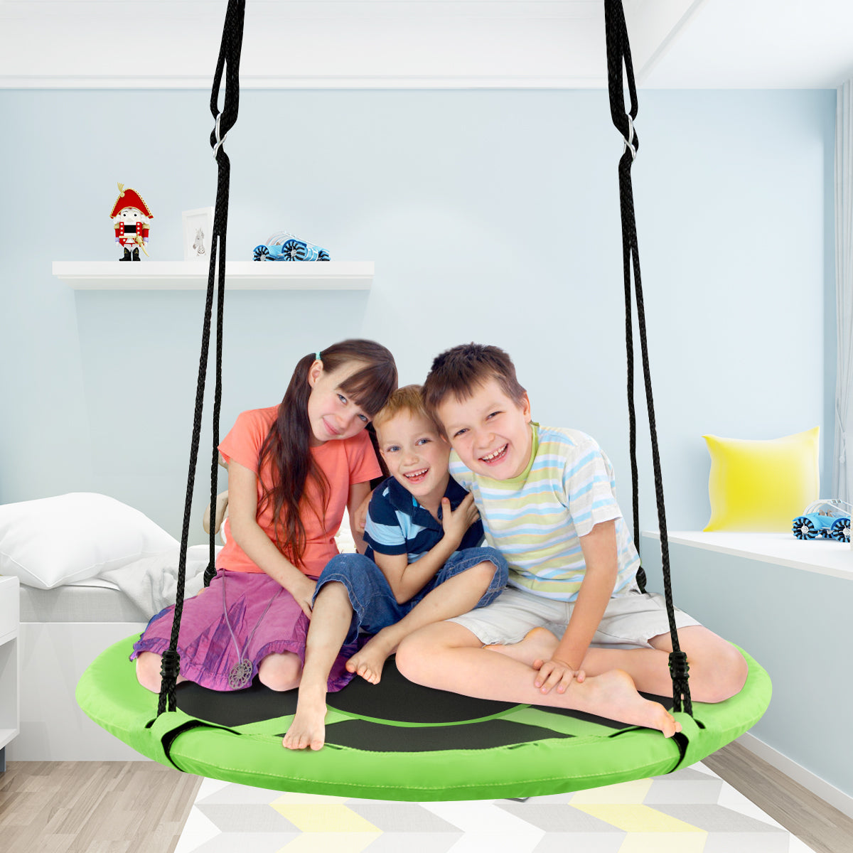 2 in 1 Tree Tent Swing Set with Adjustable Hanging Ropes
