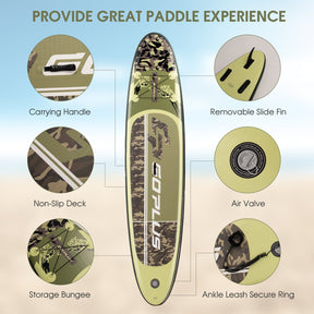 11 Feet Inflatable Standing Board Surfboard with Bag and Paddle