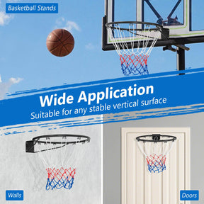 Basketball Rim Wall Door All-Weather Hanging Mounted Basketball Hoop w/ Net