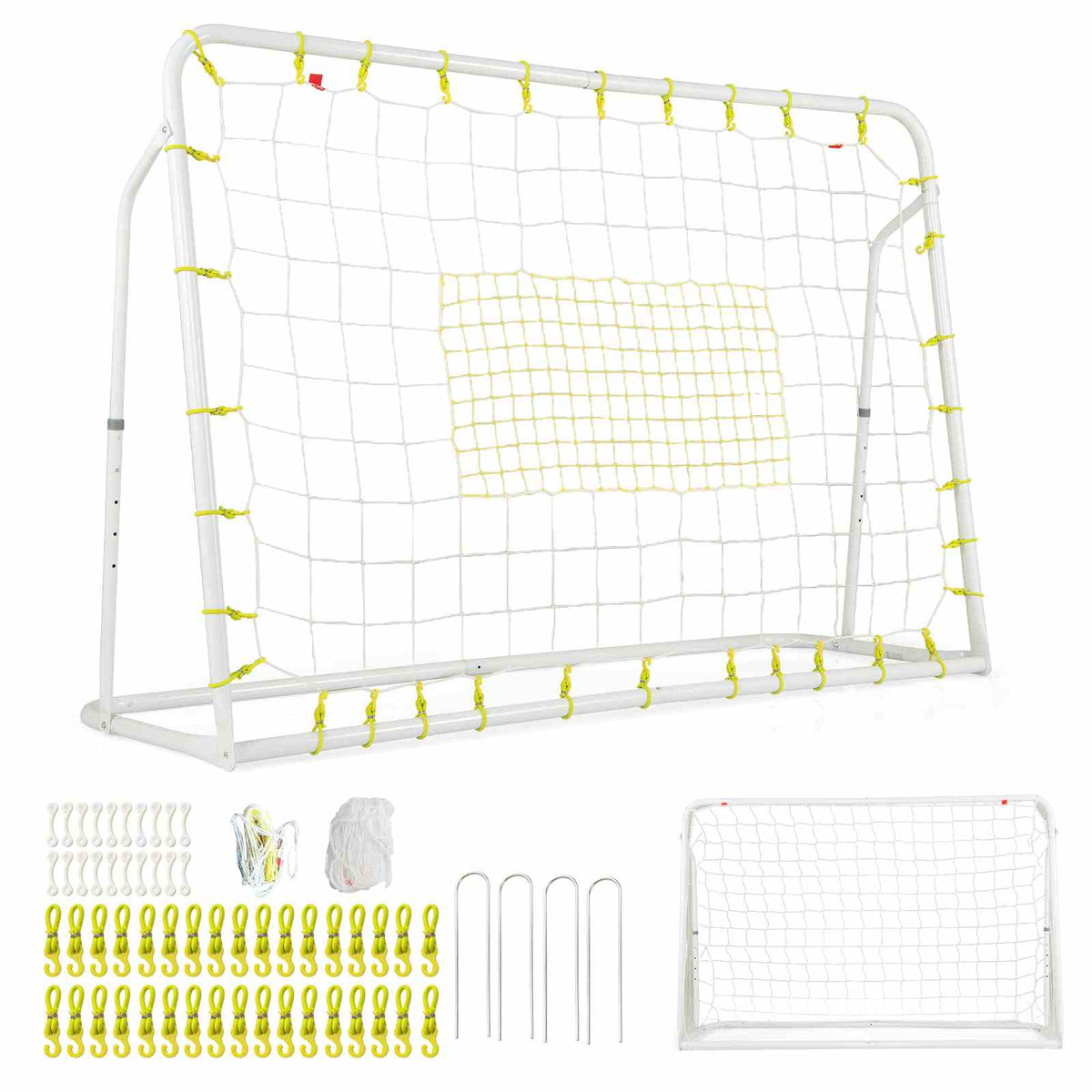 2-in-1 Kids Soccer Rebounder, 1.9m x 1.2m Adjustable Soccer Goal Set for 6+ Kids