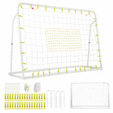 2-in-1 Kids Soccer Rebounder, 1.9m x 1.2m Adjustable Soccer Goal Set for 6+ Kids