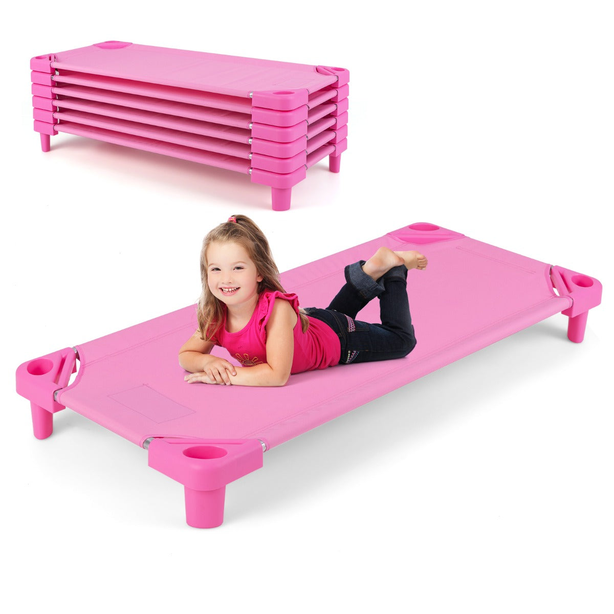 Stackable Daycare Cot with Easy Lift Corner and Detachable Oxford Cloth