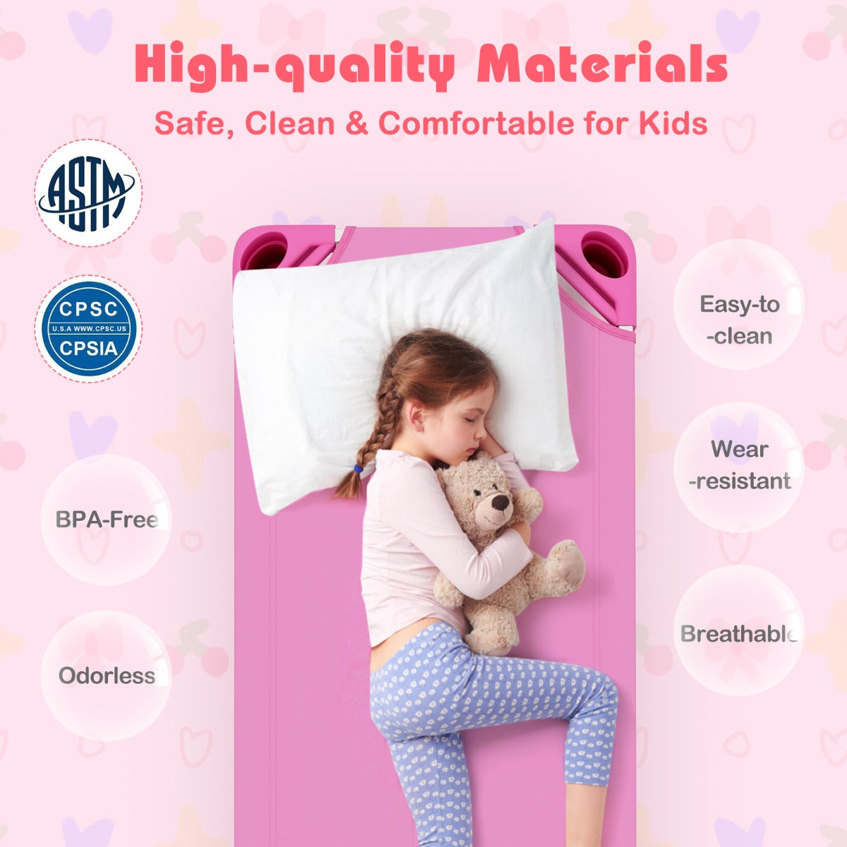 Stackable Daycare Cot with Easy Lift Corner and Detachable Oxford Cloth