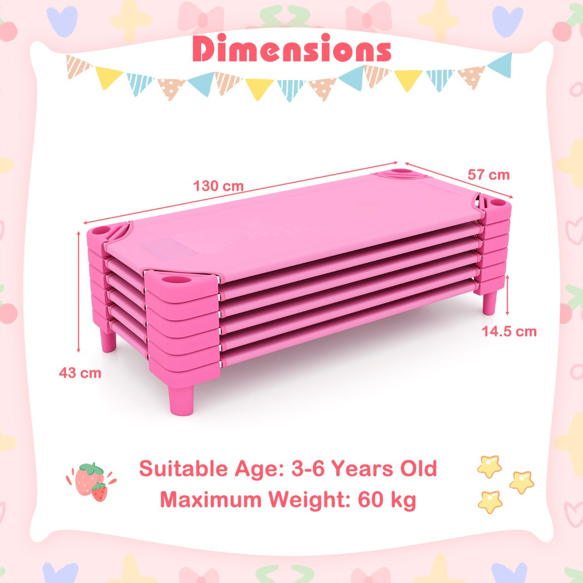 Stackable Daycare Cot with Easy Lift Corner and Detachable Oxford Cloth