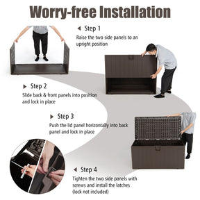 400L Indoor Outdoor Deck Storage Box Bench with Lid and Handles for Cushions