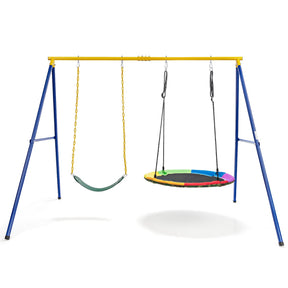 300 KG A-Shaped Swing Stand with 2 Pieces Strap Swing Seat
