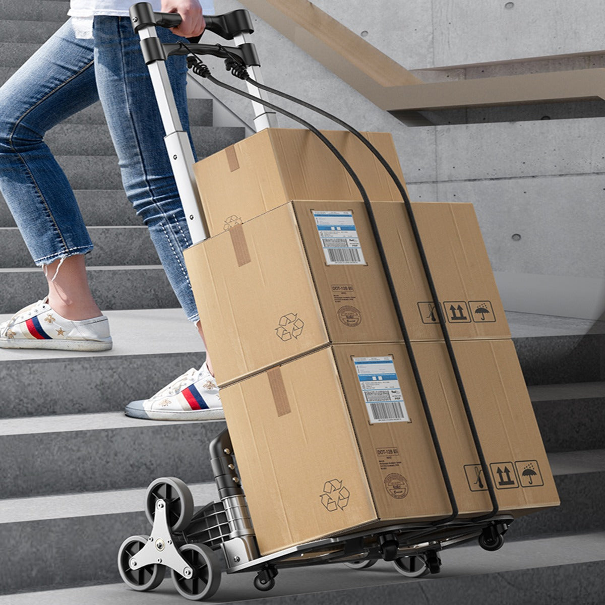 Outdoor Stair Climbing Cart with Elastic Rope