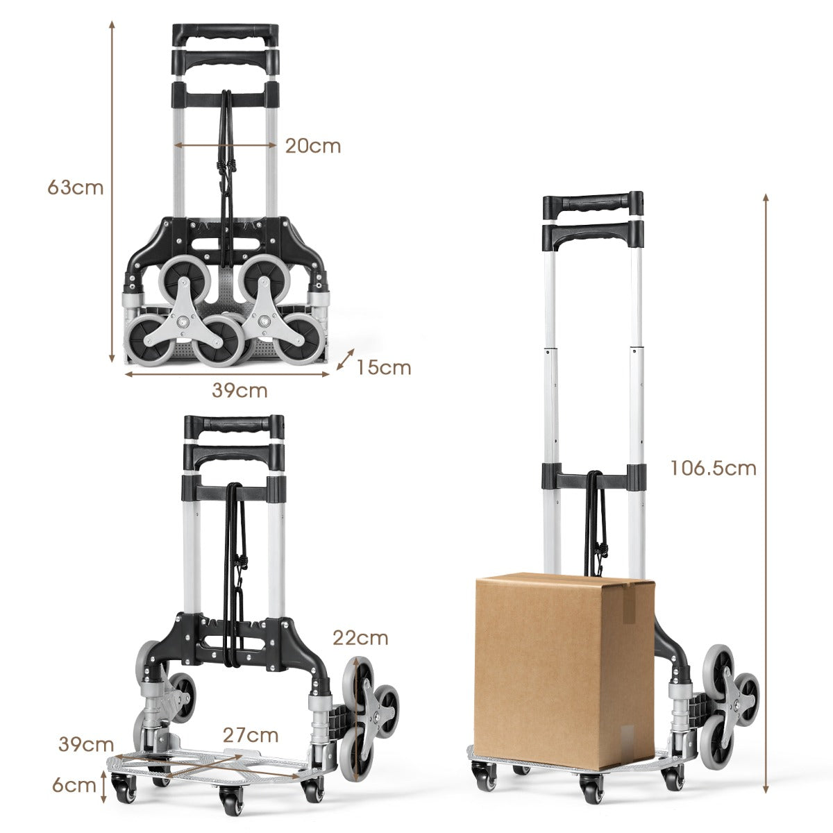 Outdoor Stair Climbing Cart with Elastic Rope