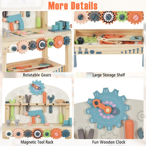 Large Wooden Tool Bench with Rich Tool Set & Realistic Accessories