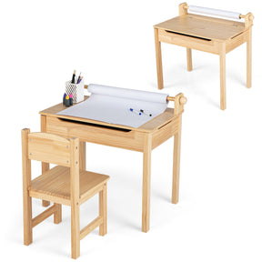 Toddler Activity Table with Chair and Paper Roll Holder