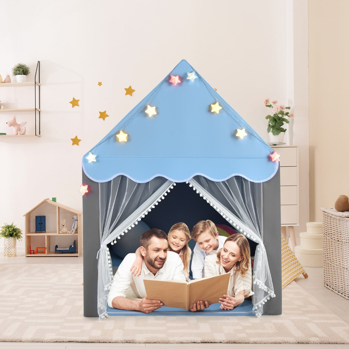 Kids Playhouse Tent with Washable Mat for Boys & Girls