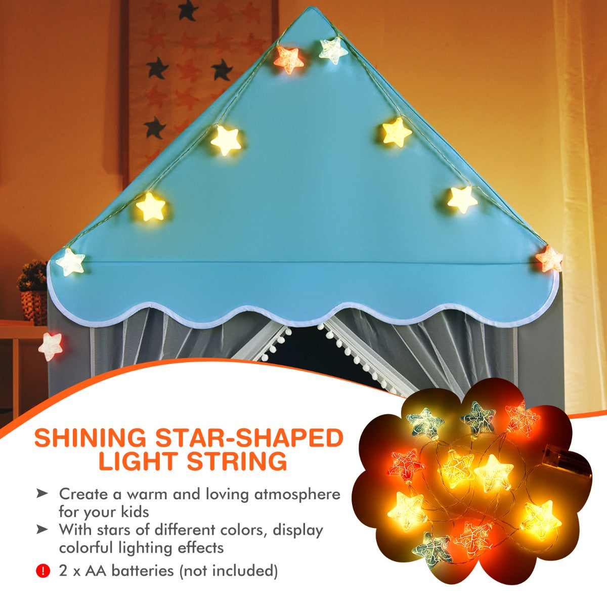 Kids Playhouse Tent with Washable Mat for Boys & Girls