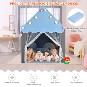 Kids Playhouse Tent with Washable Mat for Boys & Girls