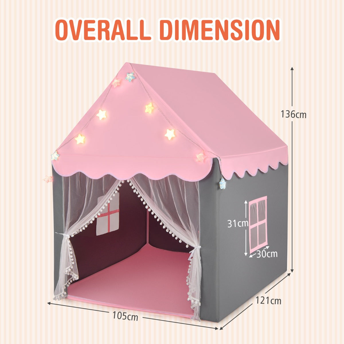 Kids Playhouse Tent with Washable Mat for Boys & Girls