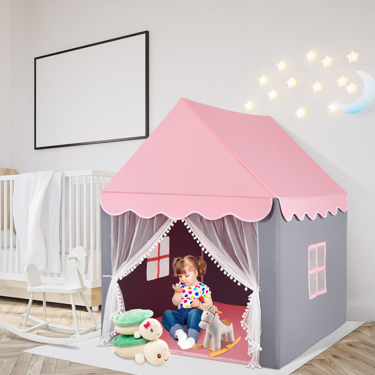 Kids Playhouse Tent with Washable Mat for Boys & Girls