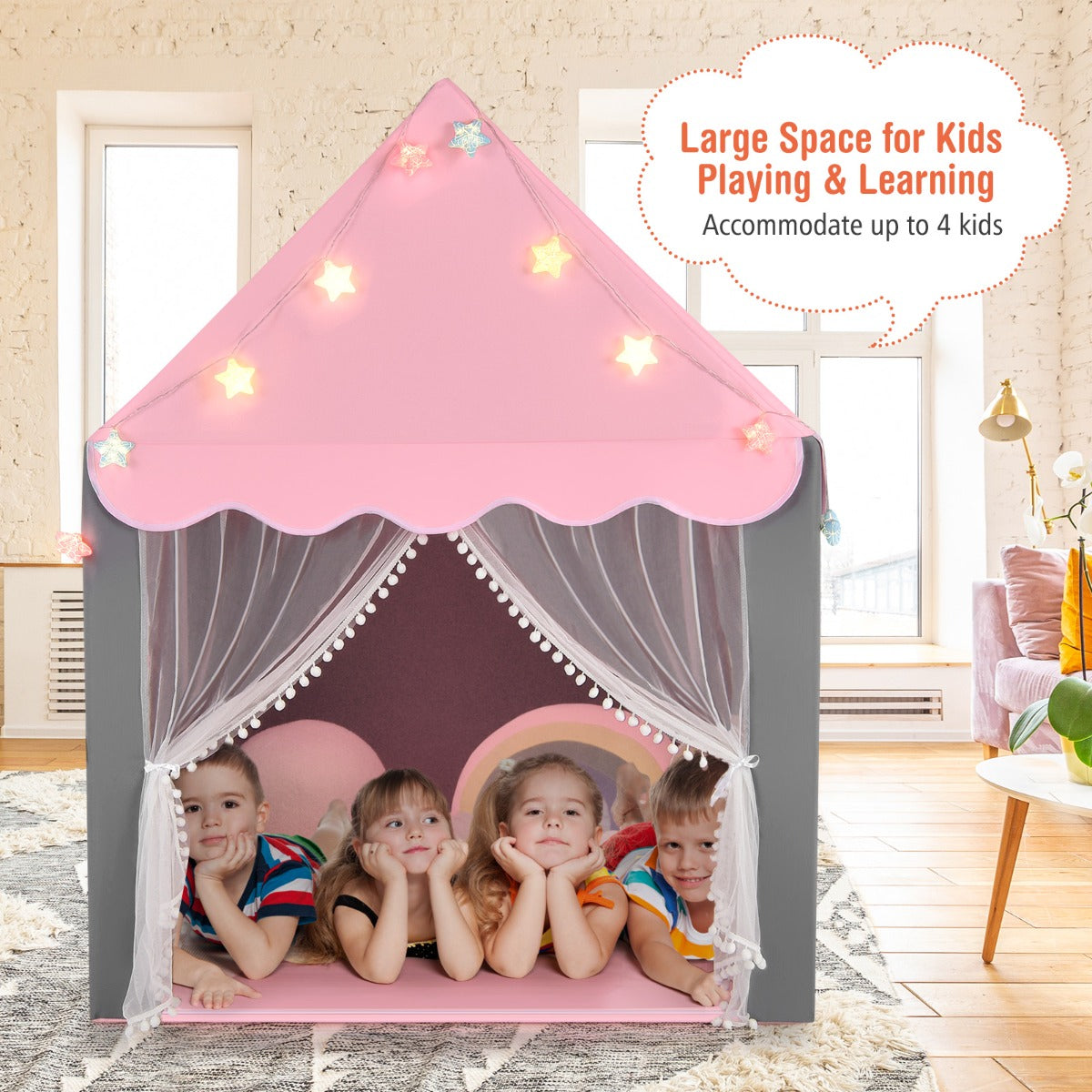 Kids Playhouse Tent with Washable Mat for Boys & Girls